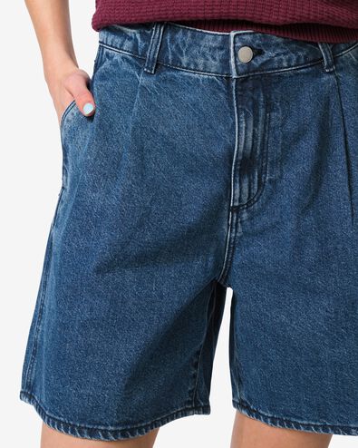 damesshort wide fit denim middenblauw middenblauw - 36209180MIDBLUE - HEMA