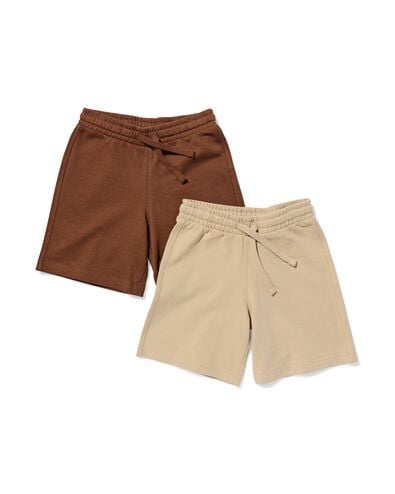 kindershort regular fit sweatstof - 2 stuks beige beige - 30714603BEIGE - HEMA