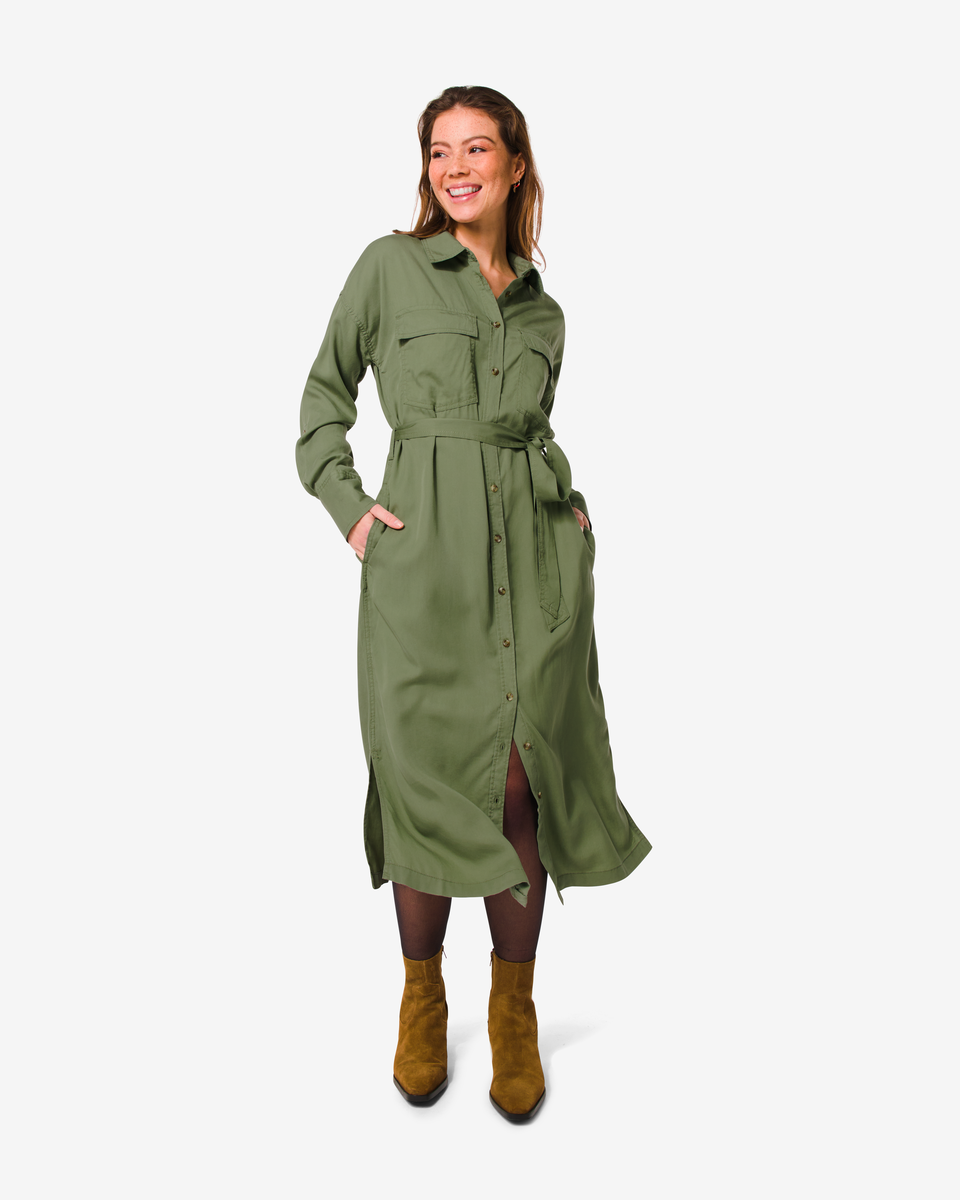robe femme Lacey longue vert vert - 1000029930 - HEMA