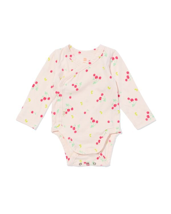 newborn meegroei overslag body kersen ecru ecru - 33447420ECRU - HEMA