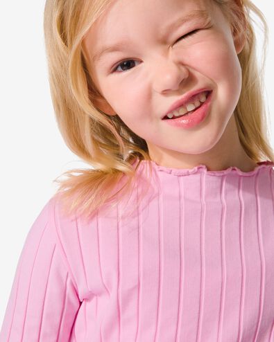 t-shirt enfant avec côtes rose pâle 122/128 - 30832050 - HEMA