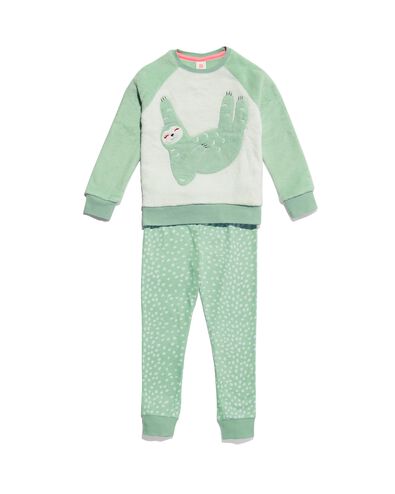 Kinder-Pyjama, Fleece/Baumwolle, Faultier hellgrün 110/116 - 23050064 - HEMA