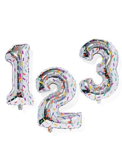 Folienballon Ziffern 0–9 Konfetti XL silber silber - 2000000454 - HEMA
