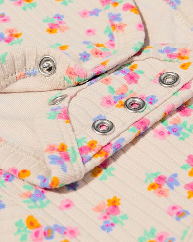 newborn meegroei overslag body rib bloemen ecru ecru - 33437920ECRU - HEMA