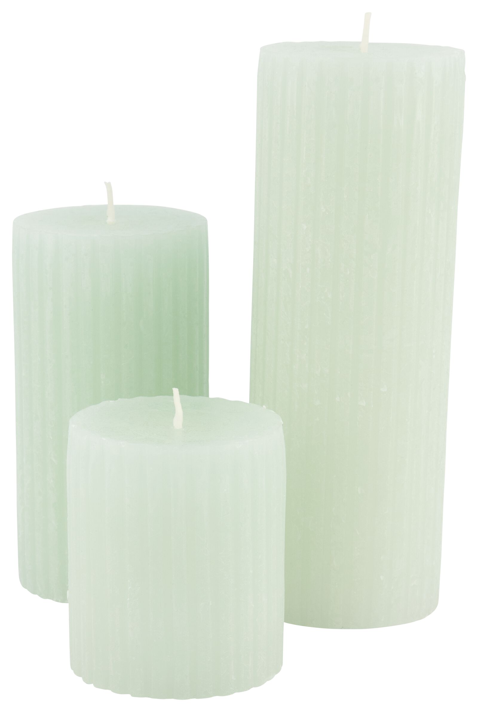 rustikale Kerze mit Relief hellgr&uuml;n - 1000025603 - HEMA