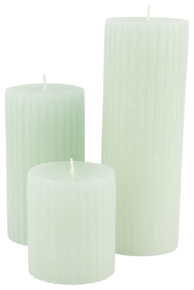 rustikale Kerze mit Relief hellgr&uuml;n - 1000025603 - HEMA