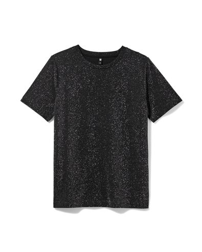 dames T-shirt Luna glitter zwart zwart - 36205580BLACK - HEMA