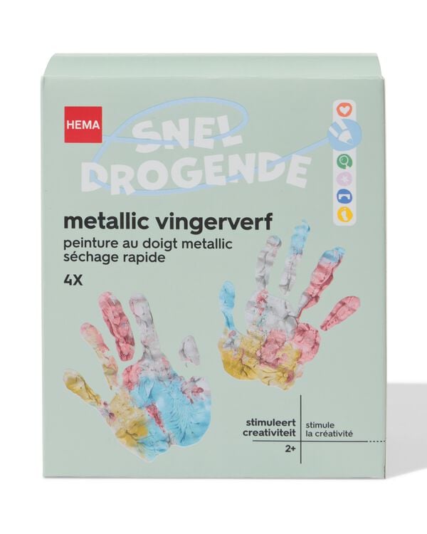 vingerverf glitter - 4 stuks - 15900157 - HEMA