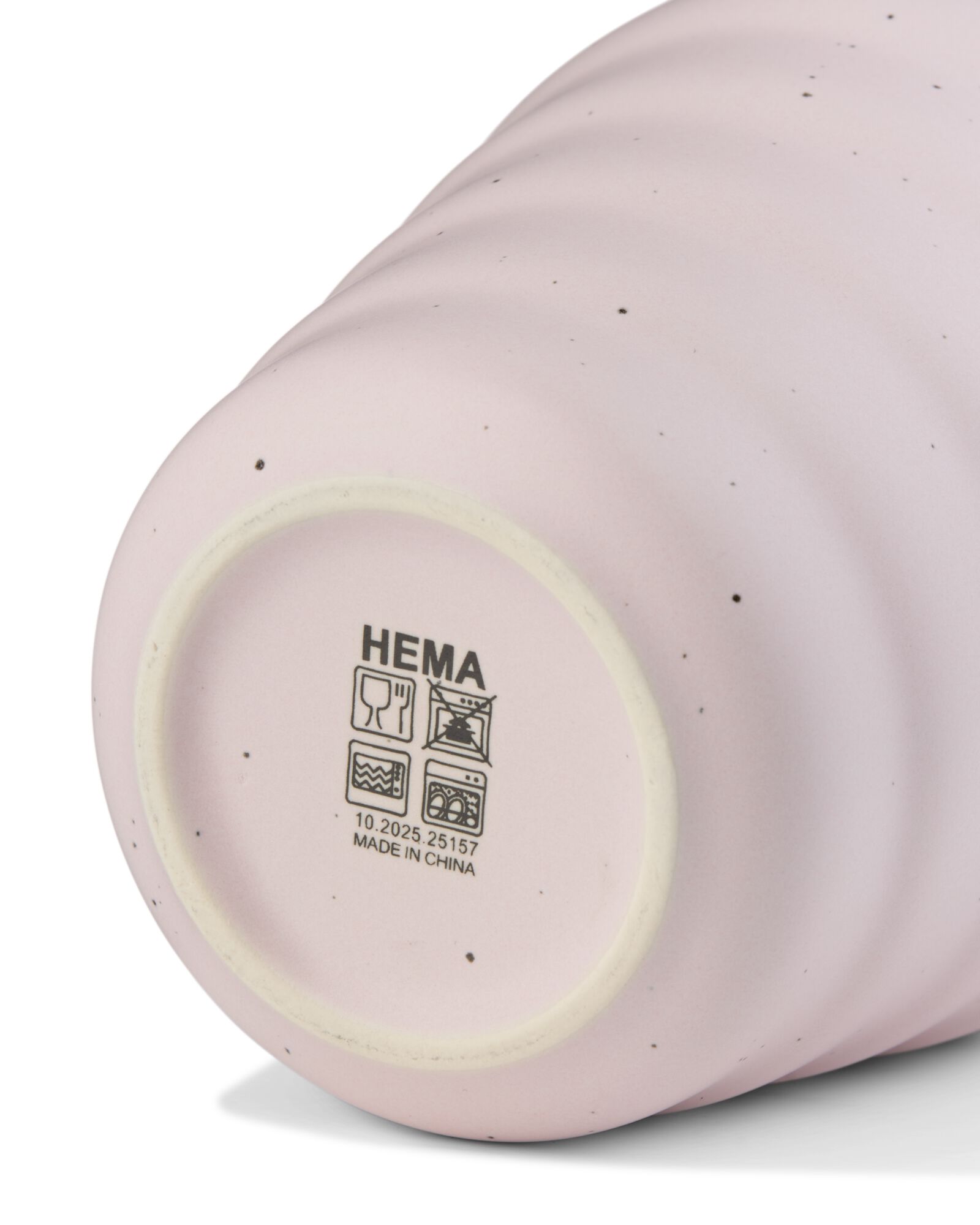 Becher 300 ml aus Steingut, gerippt, gesprenkelt, rosa - 80660363 - HEMA