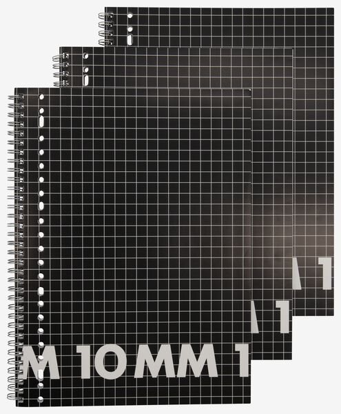 3 cahiers à spirale format A4 à carreaux 10 mm - 14102928 - HEMA