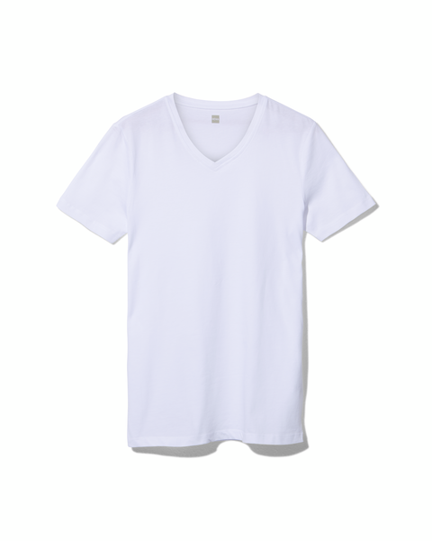 2er-Pack Herren-T-Shirts, Regular Fit, V-Ausschnitt, extralang weiß M - 34277084 - HEMA