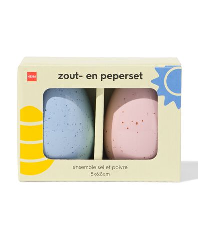 sali&egrave;re et poivri&egrave;re set &oelig;ufs c&eacute;ramique bleu-rose - 2 pi&egrave;ces - 25800059 - HEMA