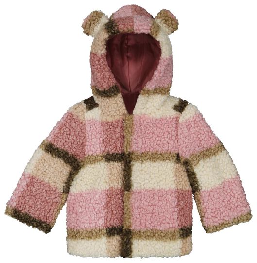 manteau bébé teddy avec capuche rose - 1000028190 - HEMA