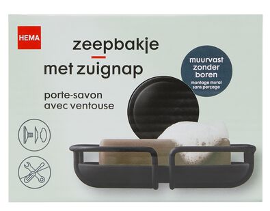 zeepbakje met zuignap zwart - 80300156 - HEMA