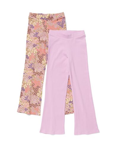 Kinderleggings, Flared Fit, gerippt, gebl&uuml;mt &ndash; 2 St&uuml;ck violett violett - 30848914PURPLE - HEMA
