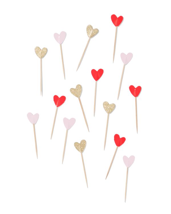 cocktailprikker 9cm hartjes - 15 stuks - 14200160 - HEMA