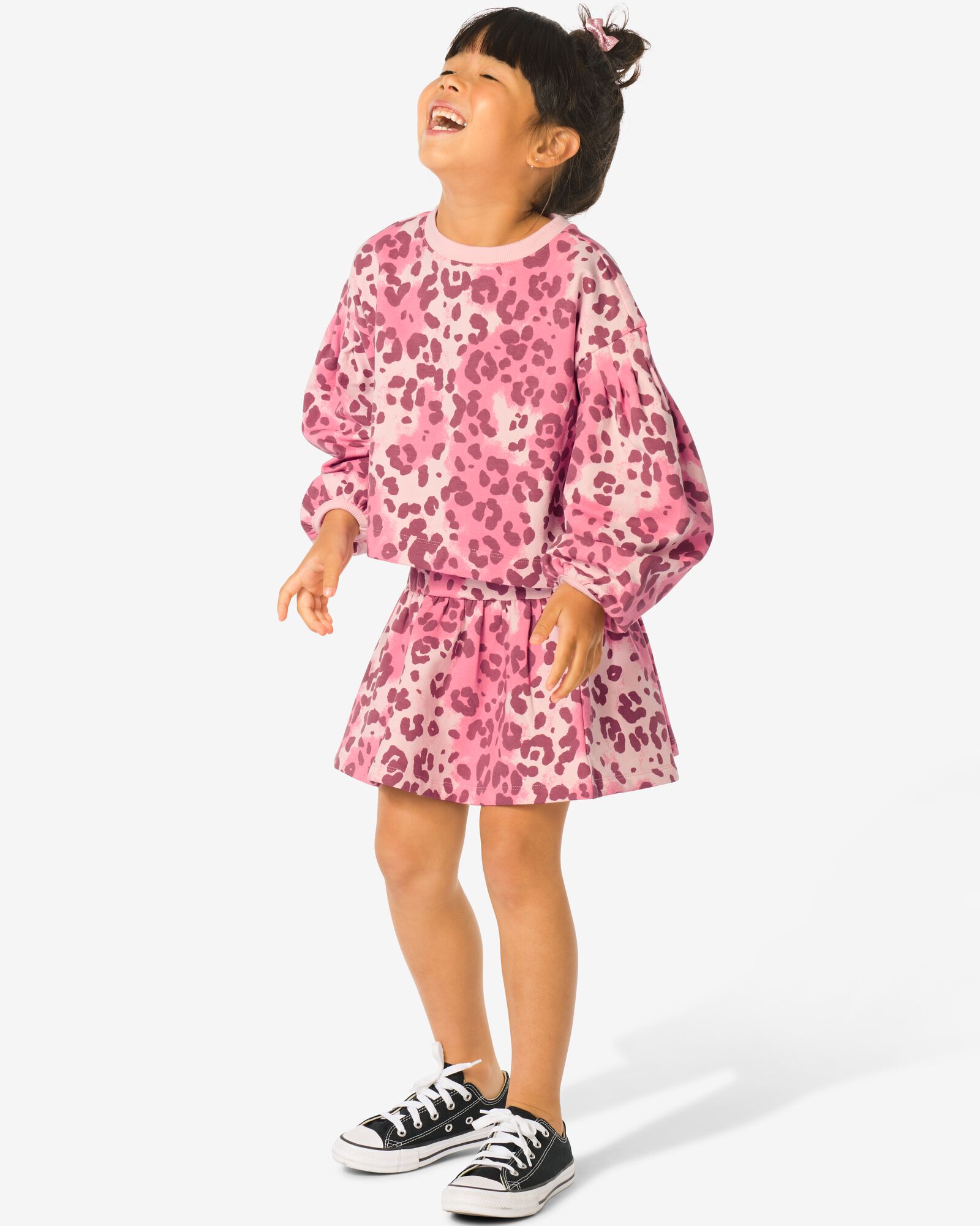 kinderkledingset comfy fit sweatstof dierenprint roze roze - 30842500PINK - HEMA