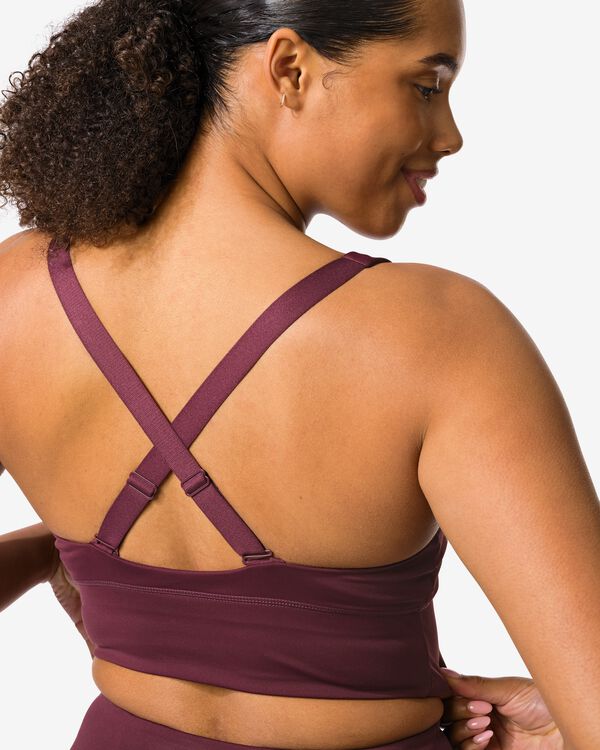 soutien-gorge sport femme soutien l&eacute;ger bonnets amovibles polyester moul&eacute; bordeaux bordeaux - 21700346BURGUNDYRED - HEMA