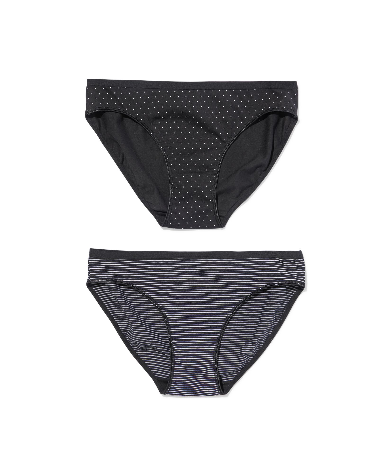 2 slips femme coton stretch noir/blanc noir/blanc - 19620900BLACKWHITE - HEMA
