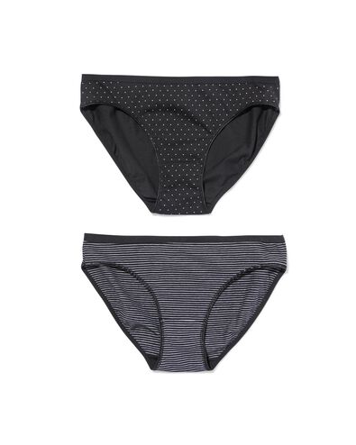 2 slips femme coton stretch noir/blanc noir/blanc - 19620900BLACKWHITE - HEMA