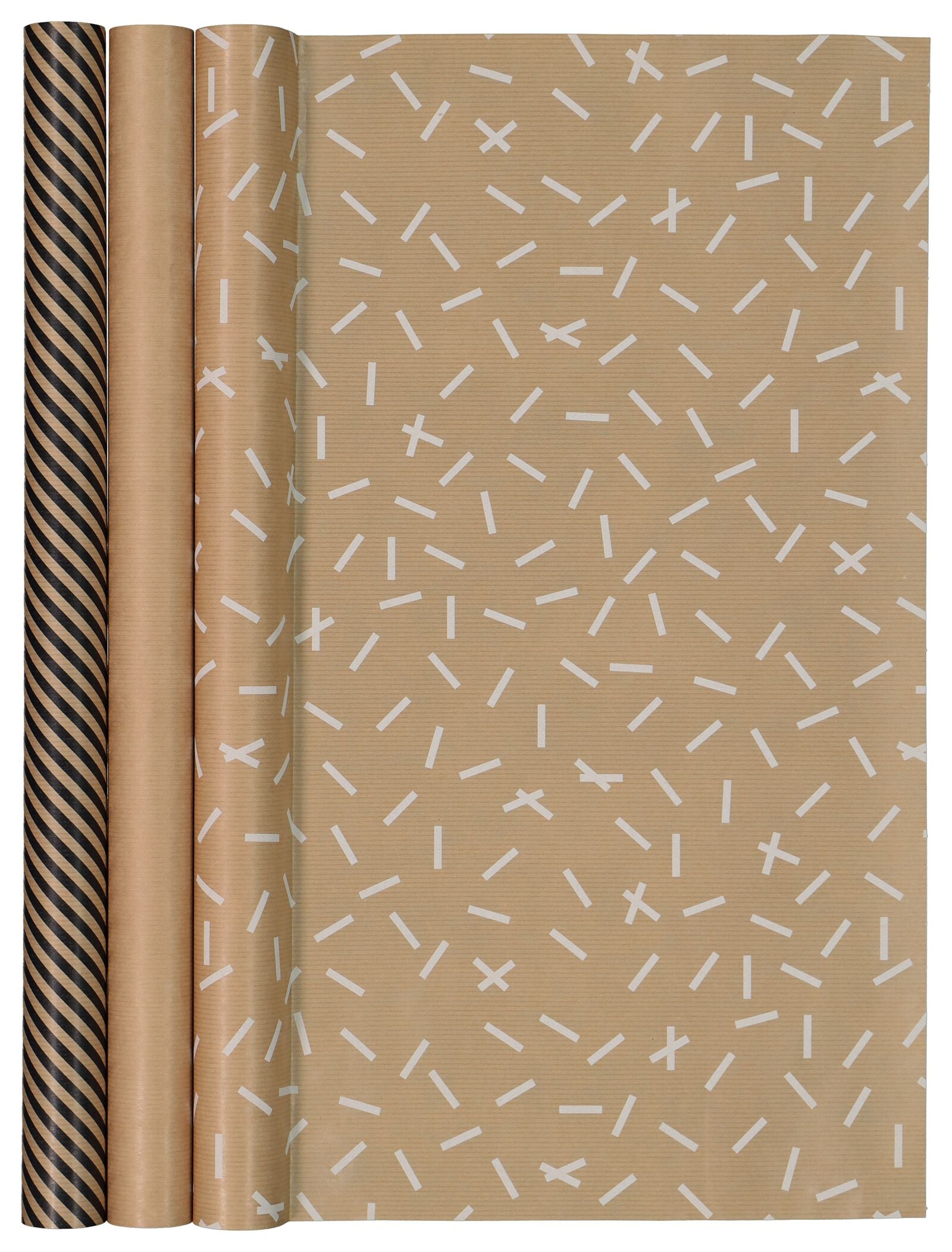 3 rouleaux de papier cadeau - kraft - 14700378 - HEMA