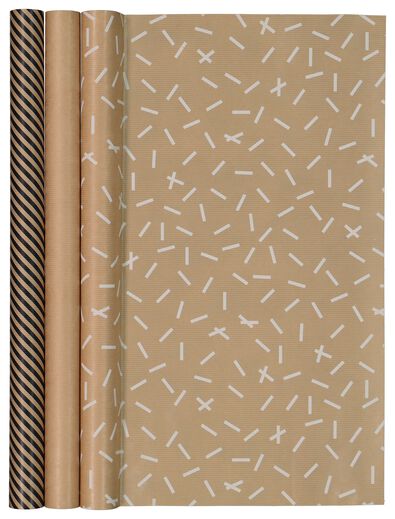3 rouleaux de papier cadeau - kraft - 14700378 - HEMA