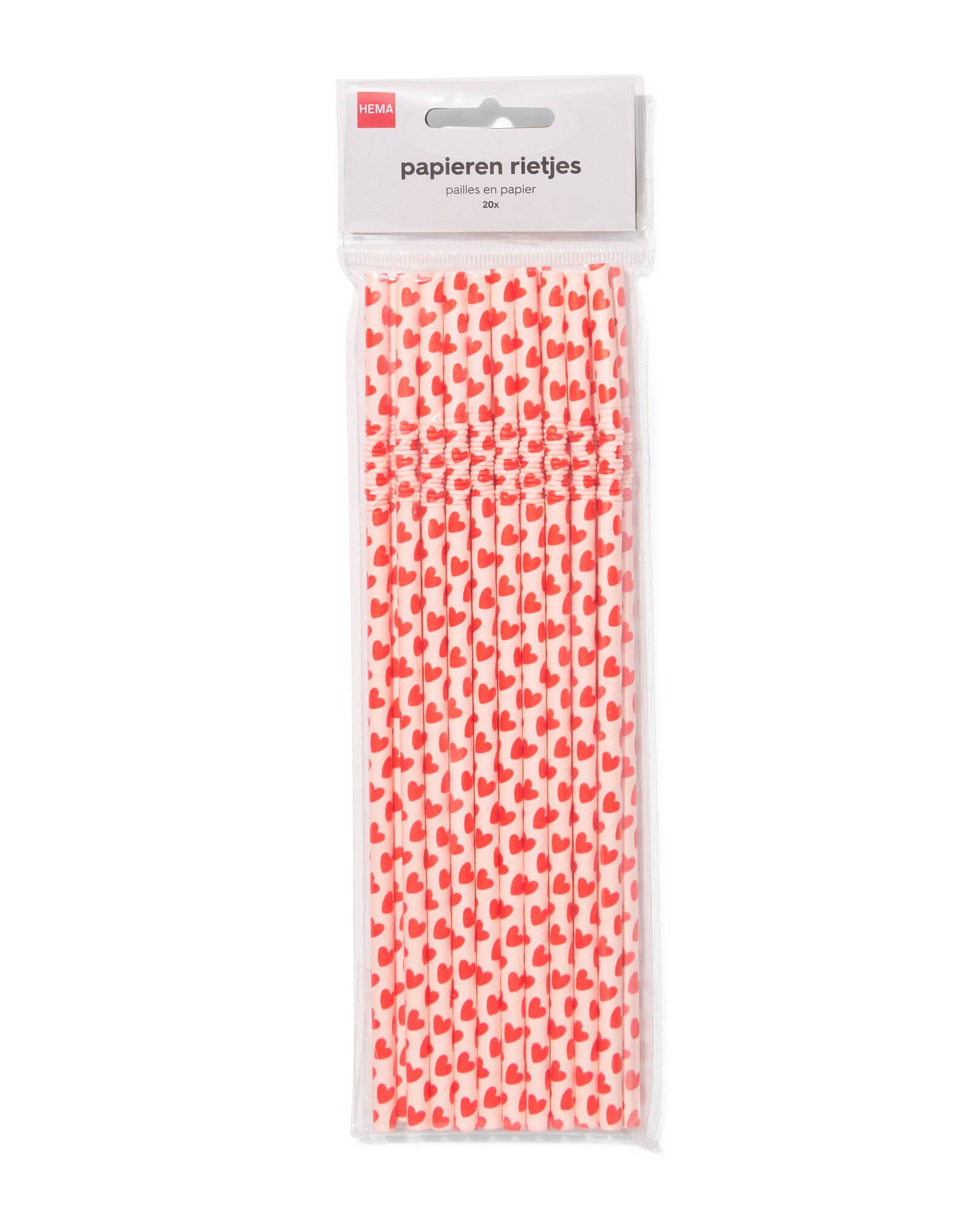 pailles en papier c&oelig;urs - lot de 20  - 14240058 - HEMA