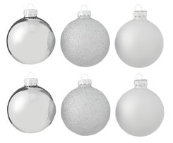6er-Pack Weihnachtsbaumkugeln, Glas, silbern, Ø 7 cm - 25103160 - HEMA