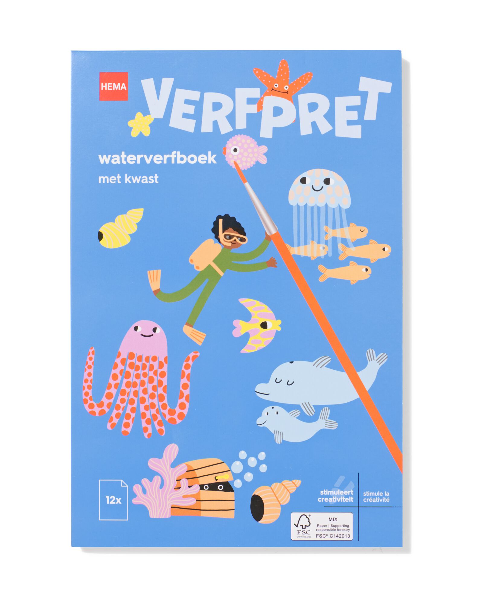 waterverfboek met kwast - 15900274 - HEMA