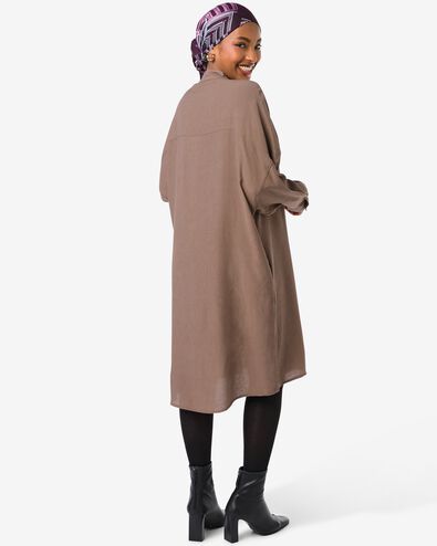 damesjurk Senna ribbel midi taupe L - 36206643 - HEMA