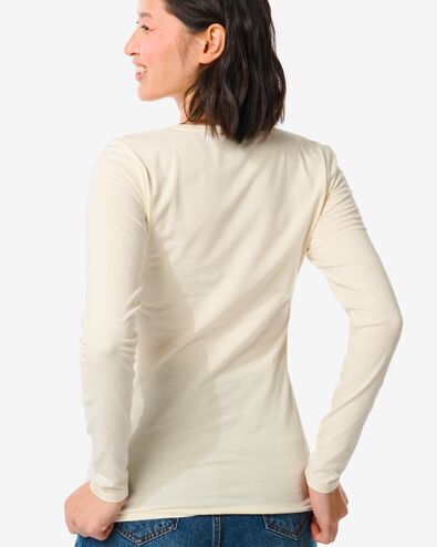 Damen-Shirt, Rundhalsausschnitt, Langarm eierschalenfarben M - 36351072 - HEMA