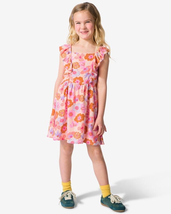 kinderjurk A-lijn bloemen roze roze - 30848504PINK - HEMA