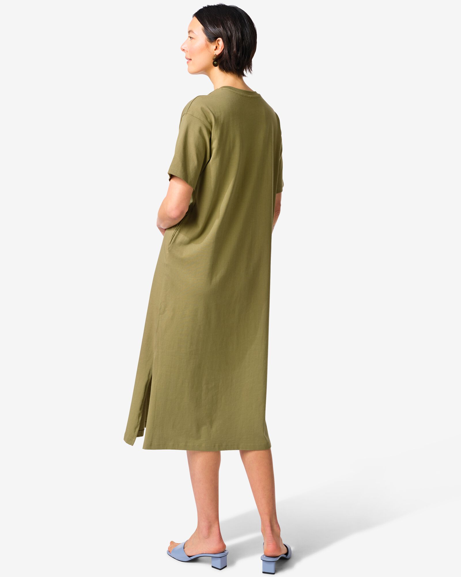 dames T-shirtjurk Larissa relaxed fit jersey groen groen - 36209450GREEN - HEMA