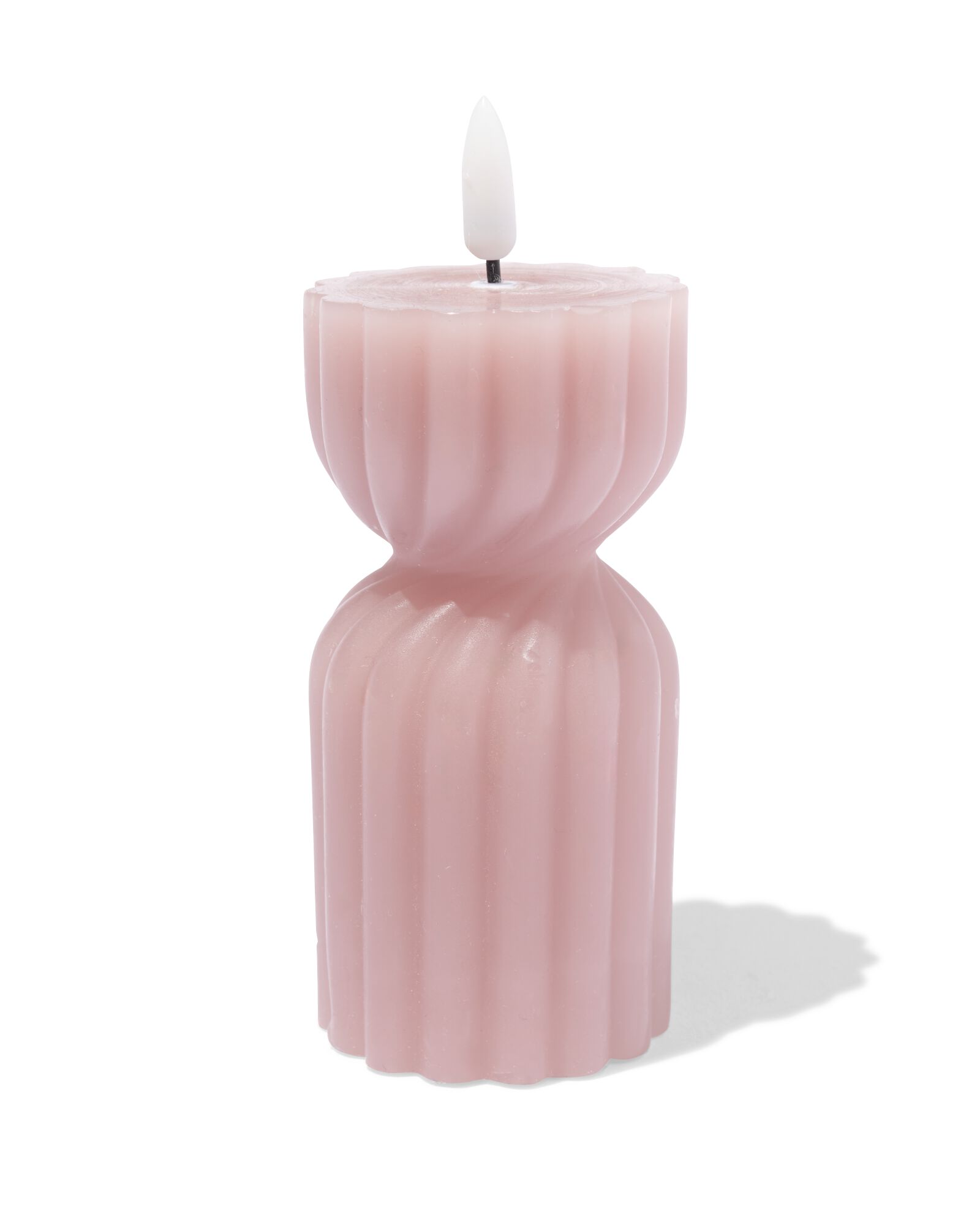 bougie forme led ⌀6,2x15cm diabolo nervur&eacute;e naturelle - 13550170 - HEMA