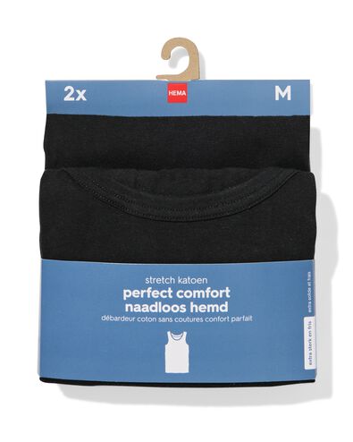 chemises homme sans couture perfect comfort - 2 pi&egrave;ces noir noir - 1000009783 - HEMA