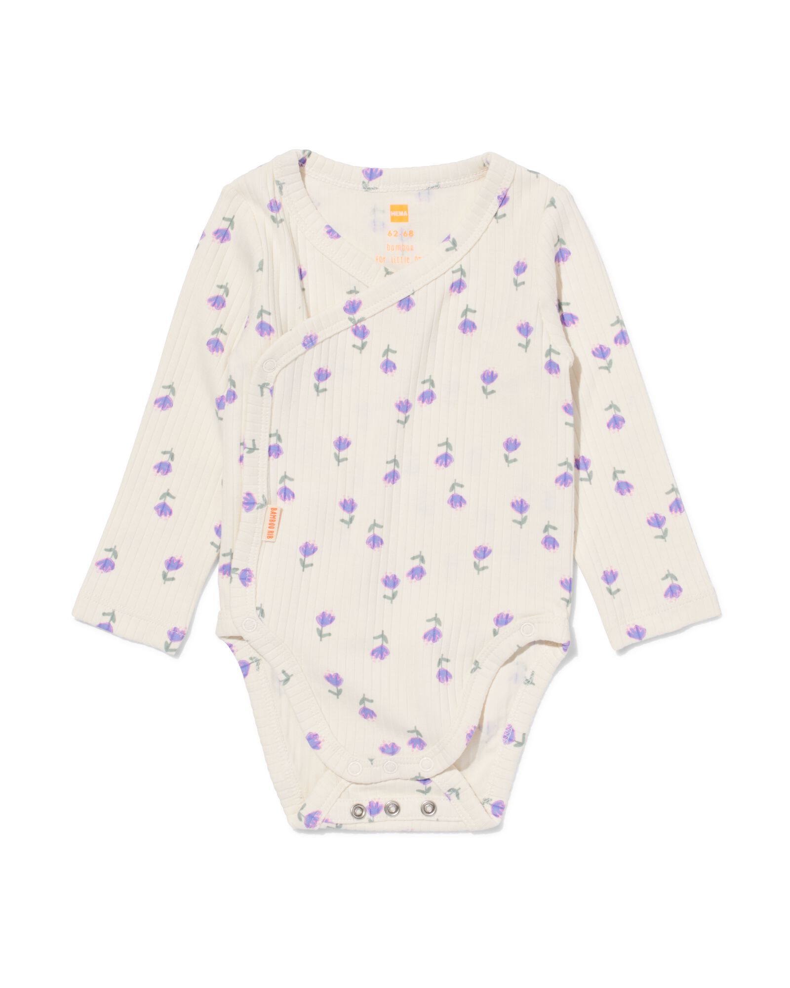 body &eacute;volutif pour nouveau-n&eacute; bambou c&ocirc;tel&eacute; fleurs blanc cass&eacute; - 33413720OFFWHITE - HEMA