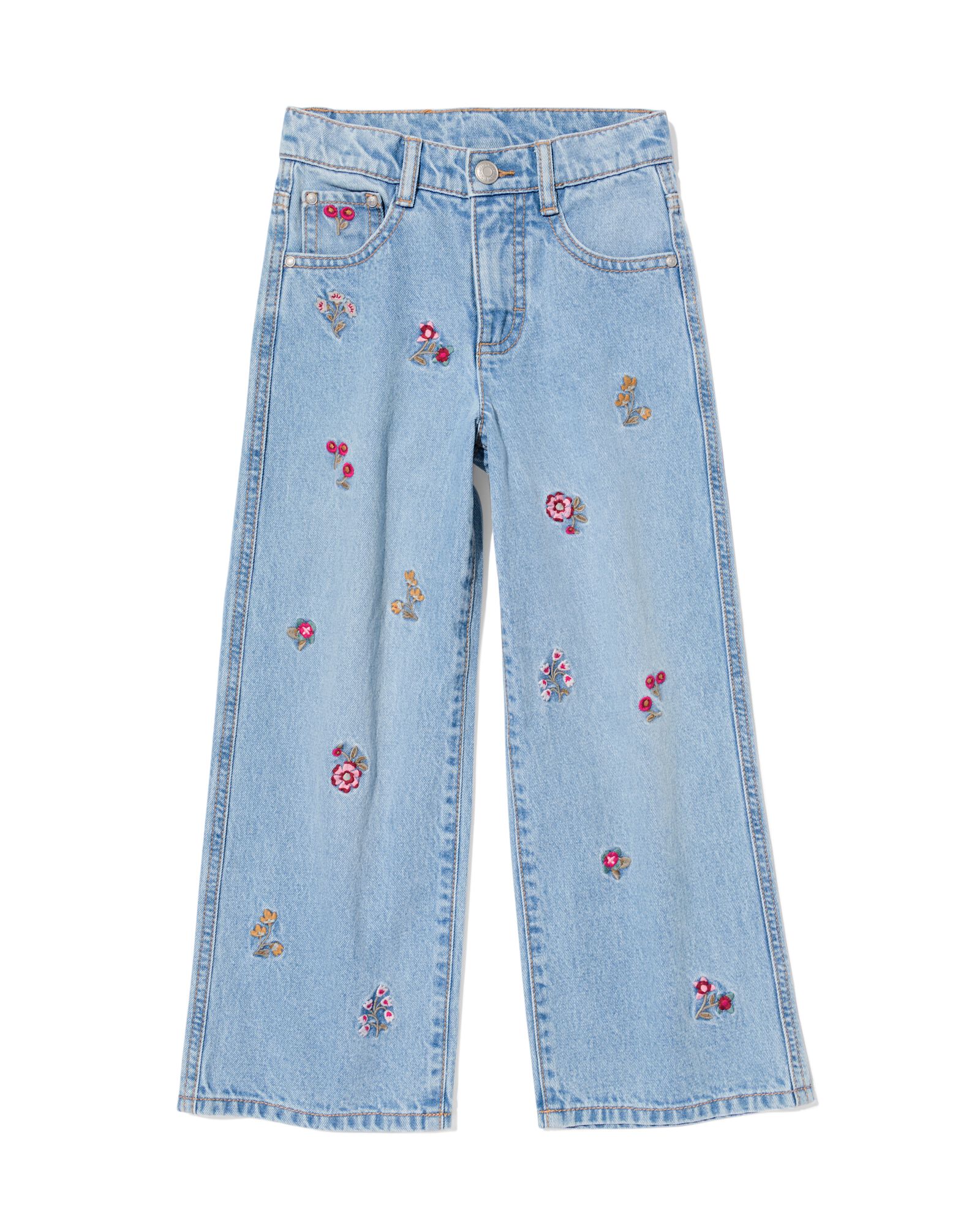 jean enfant large fleurs bleu clair bleu clair - 30836453LIGHTBLUE - HEMA