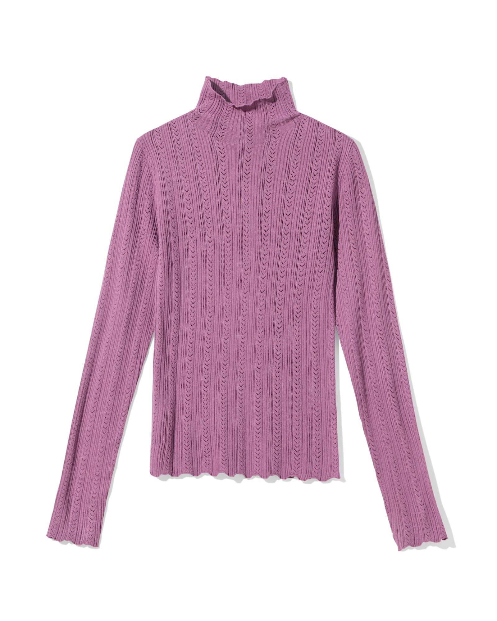 dames T-shirt Charlie pointelle paars paars - 36206240PURPLE - HEMA