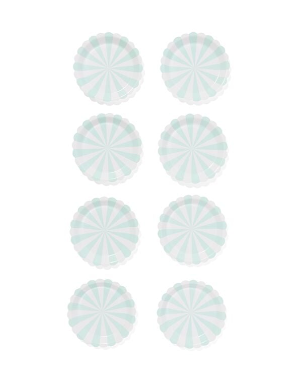 assiette &agrave; g&acirc;teau bleue clair ray&eacute;e lot de 8 - 14250079 - HEMA