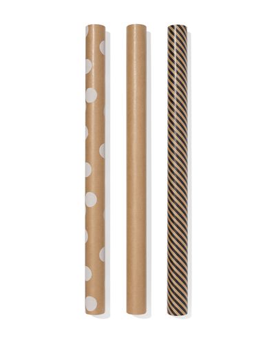 Papier cadeau 70&nbsp;x&nbsp;200&nbsp;cm kraft - 3 pi&egrave;ces - 14793262 - HEMA