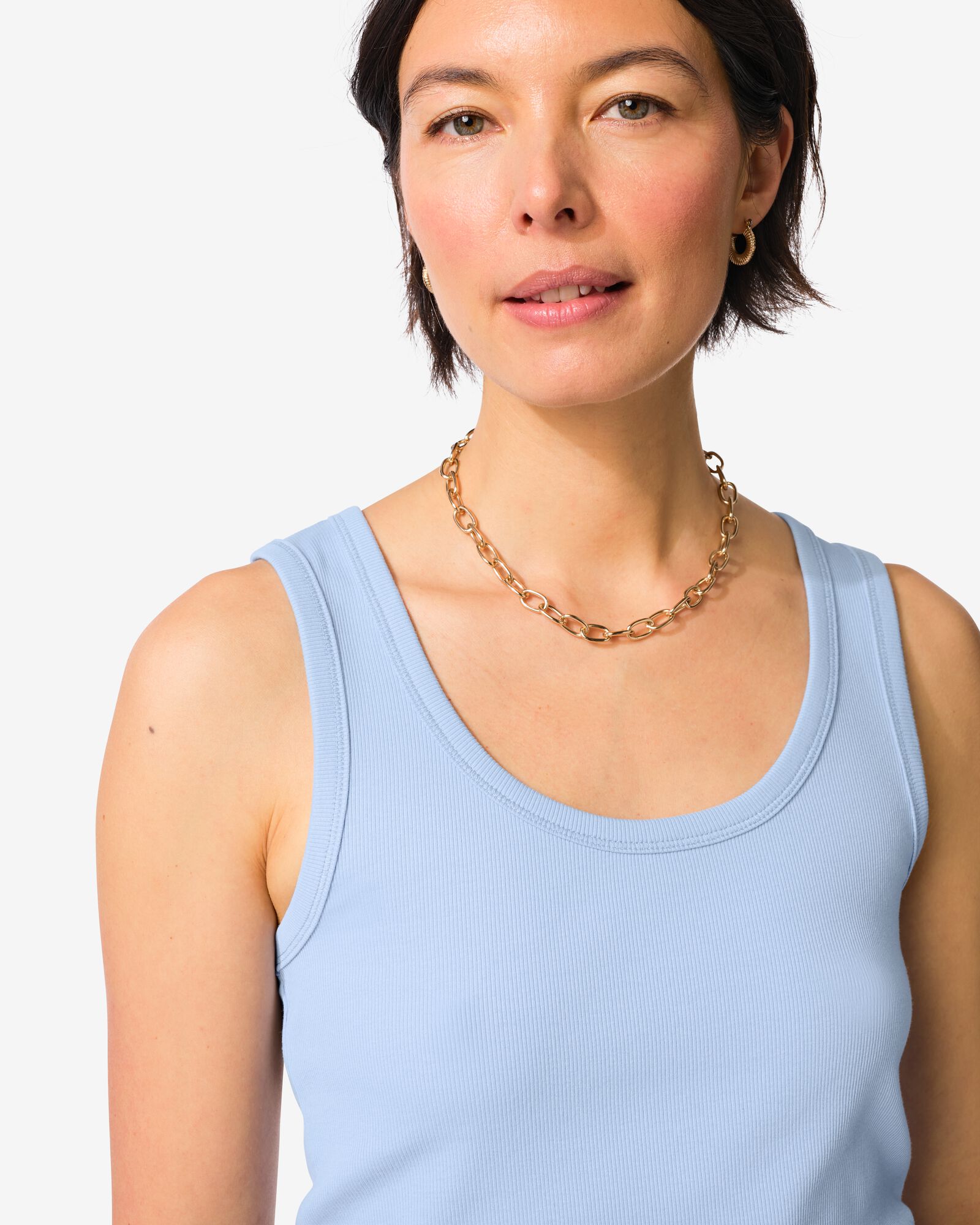 Damentop Anouk gerippt hellblau hellblau - 36310580LIGHTBLUE - HEMA