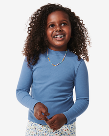 t-shirt enfant avec côtes bleu bleu - 1000029634 - HEMA