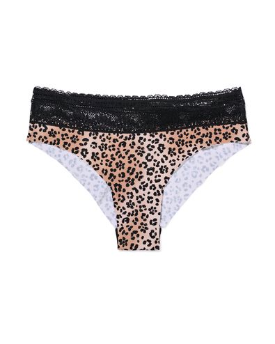 slip br&eacute;silien femme microfibre avec ceinture en dentelle l&eacute;opard naturel naturel - 19601104NATURAL - HEMA
