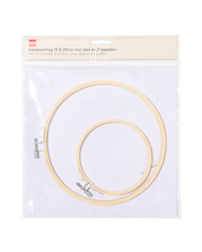 cercle &agrave; broder ⌀ 12+20 cm avec tissu et 2 aiguilles - 60702846 - HEMA