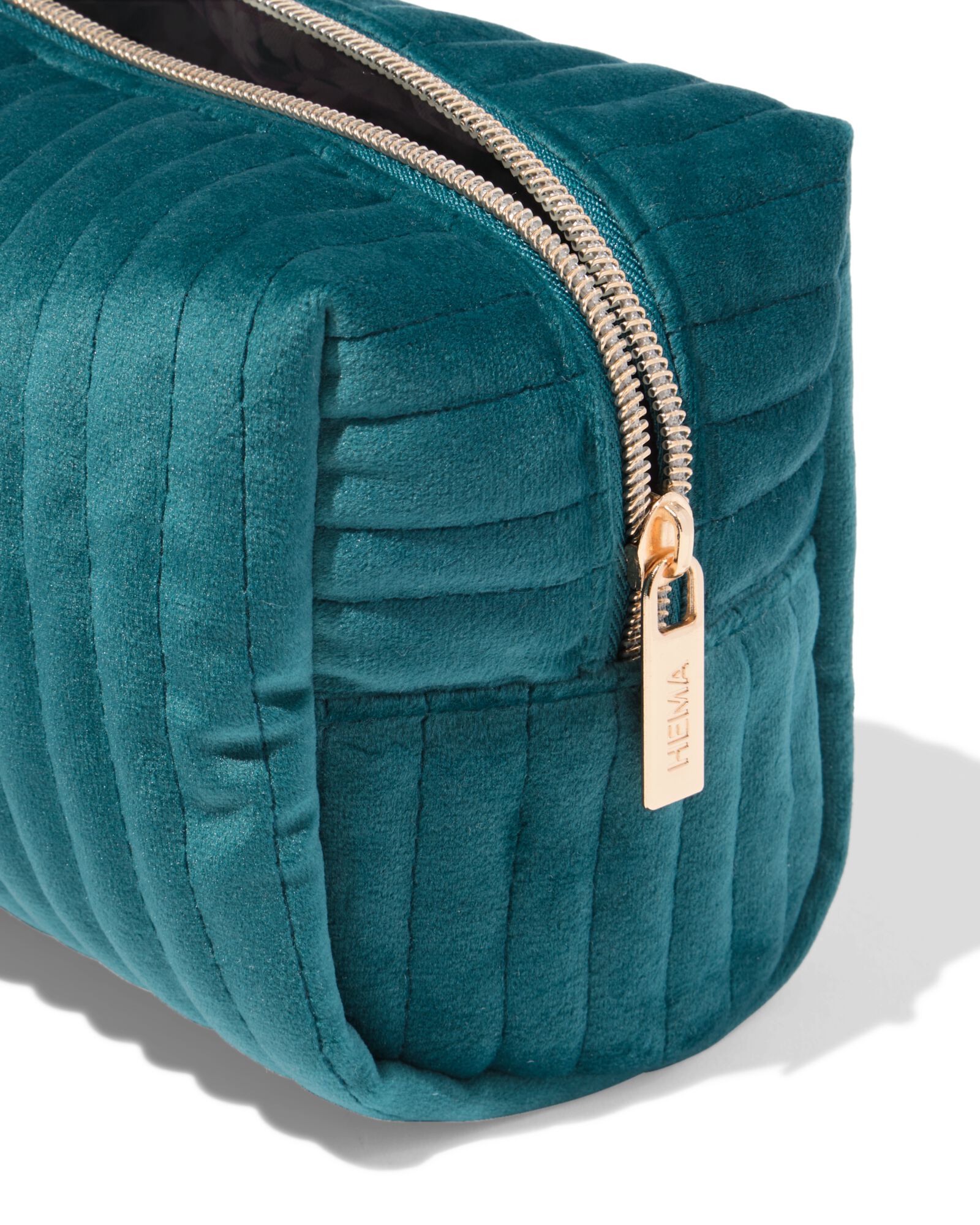 Kulturtasche, 21 x 14 cm, Velours, gerippt, gr&uuml;n - 11890722 - HEMA