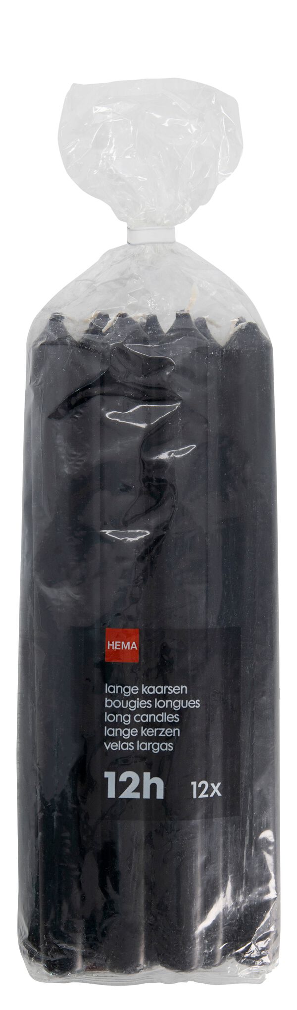 12 bougies longues &Oslash;2.2x29&nbsp; noir noir - 1000015451 - HEMA