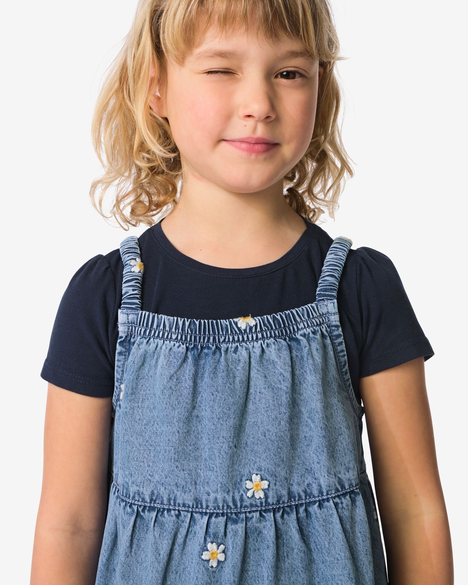 kinderjurk A-lijn bloemen blauw blauw - 30844600BLUE - HEMA