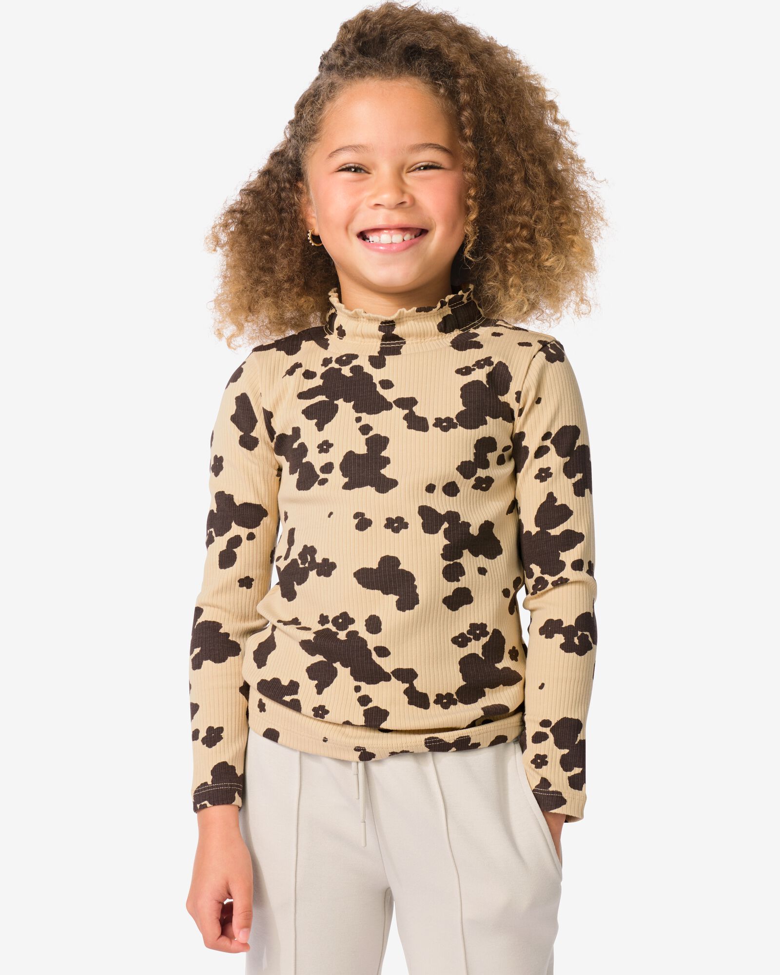kinder T-shirt rib dieren bruin bruin - 30828319BROWN - HEMA