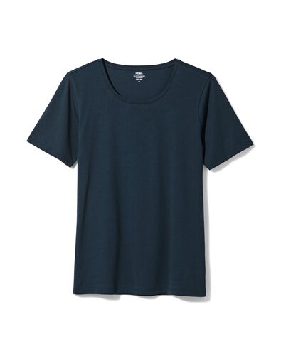 dames T-shirt slim fit o-hals donkerblauw donkerblauw - 36301080DARKBLUE - HEMA