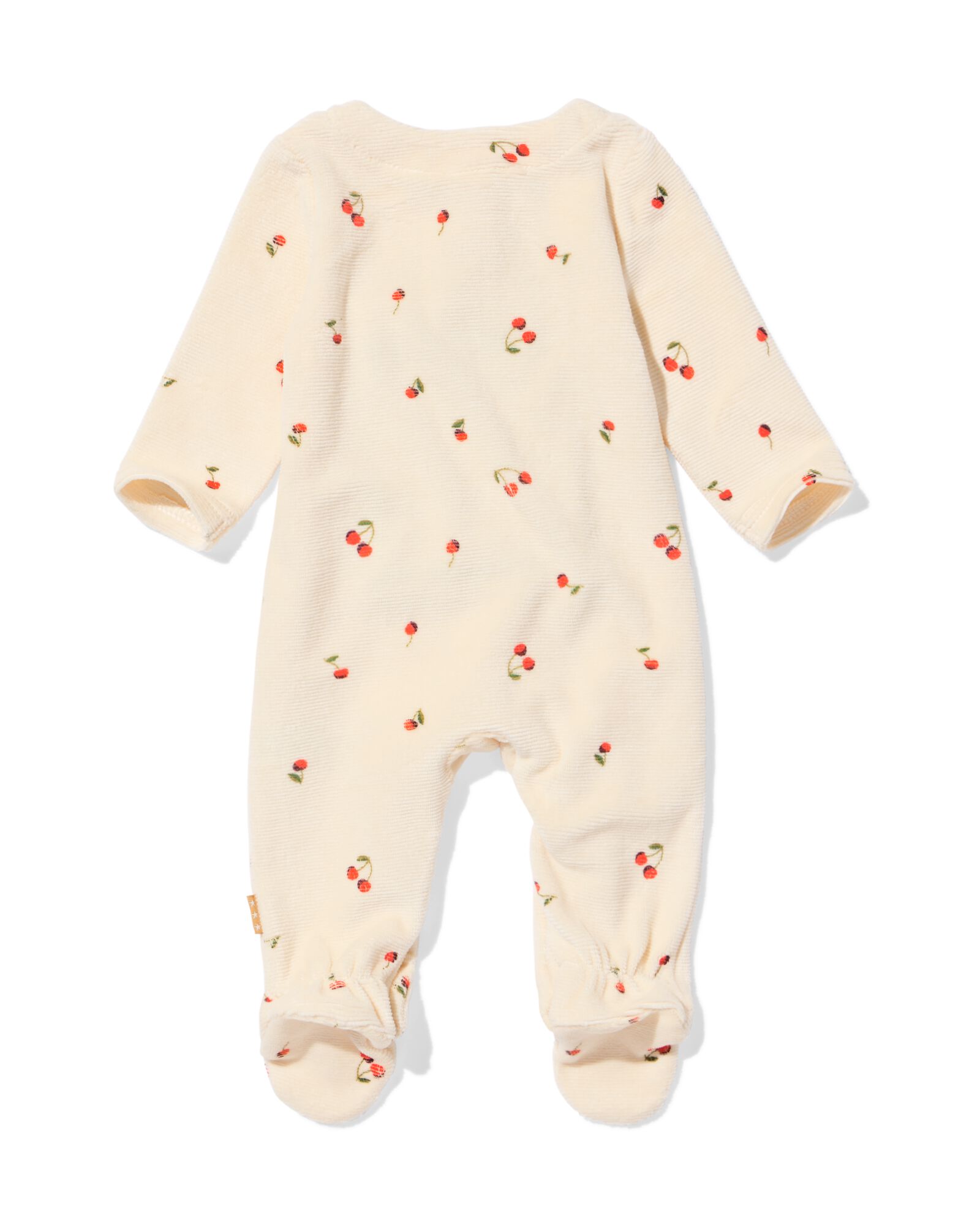 Newborn Strampler aus Rippsamt, Kirschen ecru ecru - 33443320ECRU - HEMA